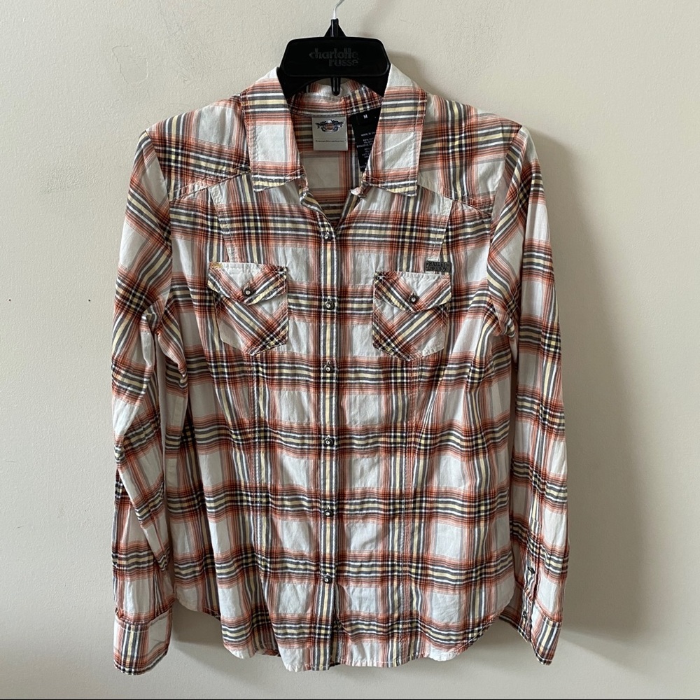Harley Davidson Plaid Long Sleeve Top- Size M